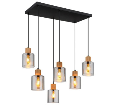 ALEIDISpendant lamp metal black matt, 6x E27