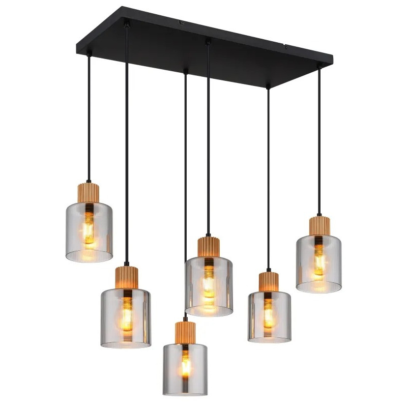 ALEIDISpendant lamp metal black matt, 6x E27