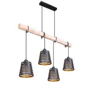 ABLONApendant lamp metal black matt, 4x E27