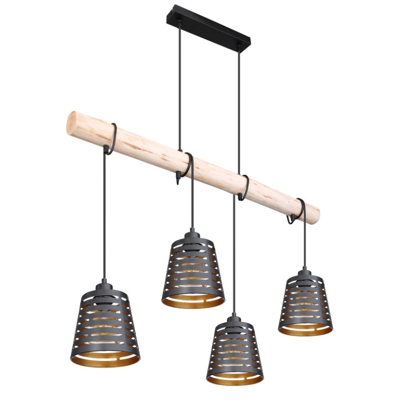 ABLONApendant lamp metal black matt, 4x E27