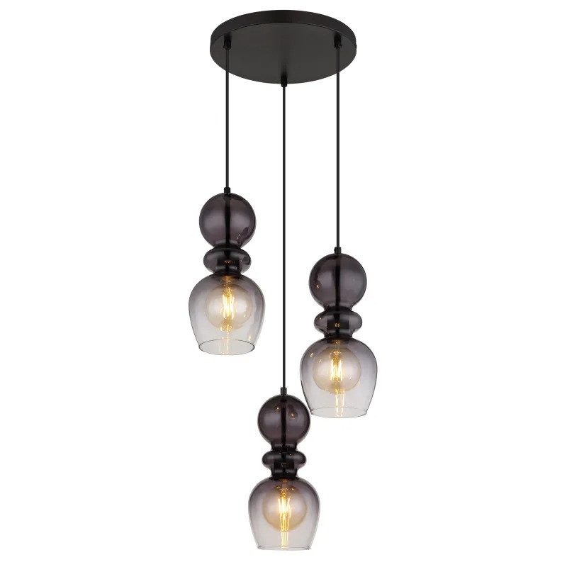 CLARITYpendant lamp metal black matt, 3x E27