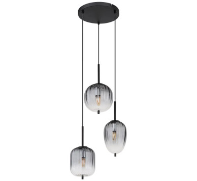 ATTILApendant lamp metal black matt, 3x E14