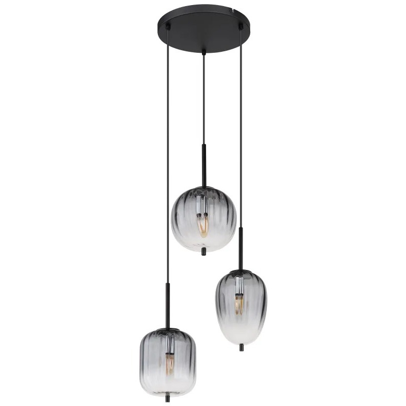 ATTILApendant lamp metal black matt, 3x E14