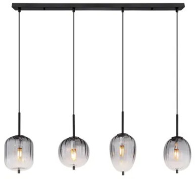 ATTILApendant lamp metal black matt, 4x E14