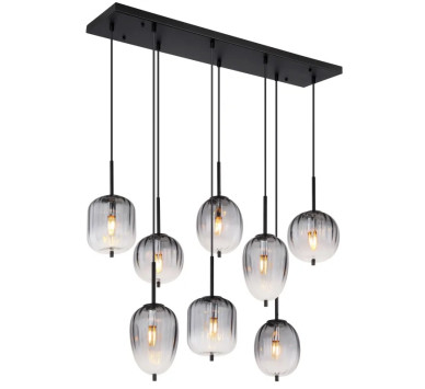 ATTILApendant lamp metal black matt, 8x E14