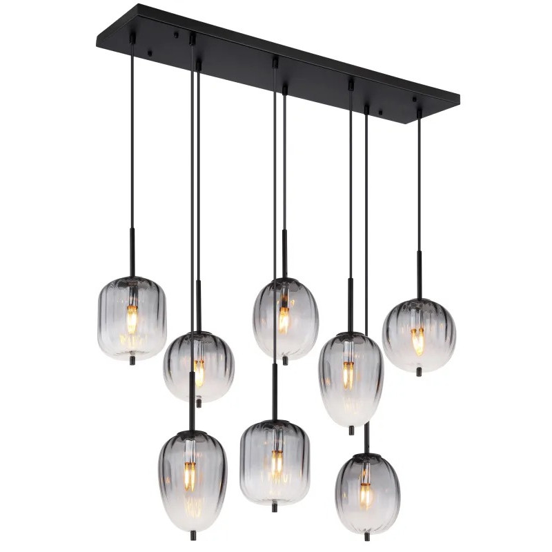 ATTILApendant lamp metal black matt, 8x E14