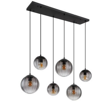 DALLERTApendant lamp metal black matt, 6x E27