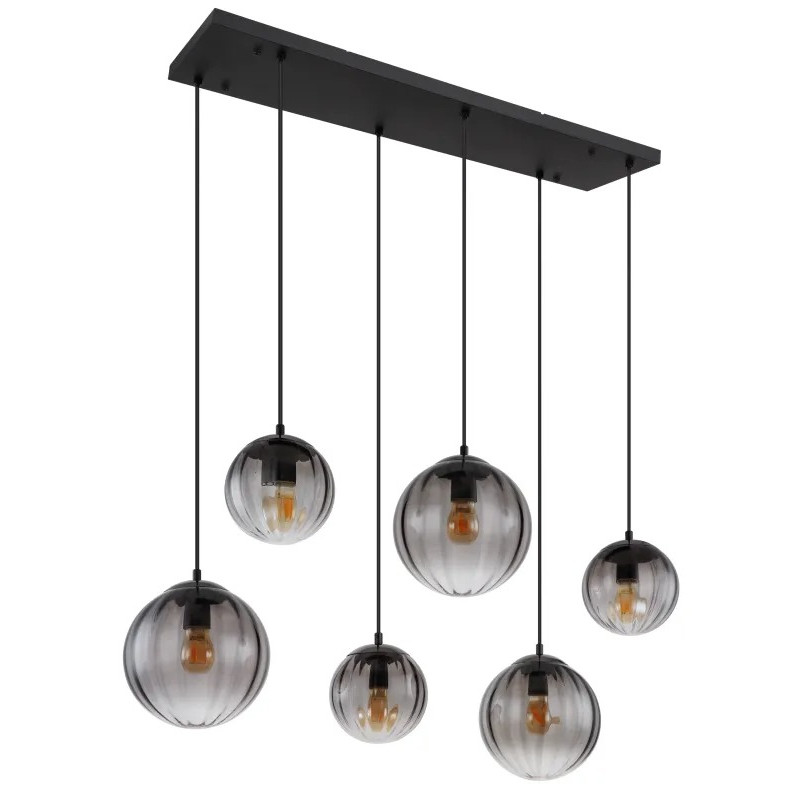 DALLERTApendant lamp metal black matt, 6x E27