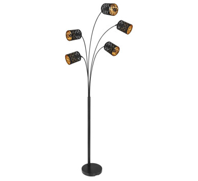 CLARKEFloor lamp metal black matt, 5x E14