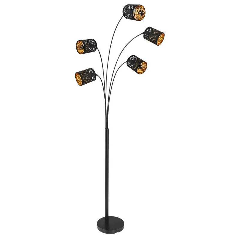 CLARKEFloor lamp metal black matt, 5x E14