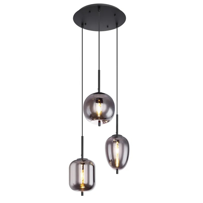 BLACKYpendant lamp metal black, 3x E14