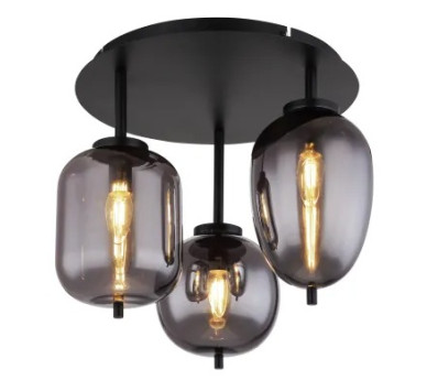 BLACKYceiling light metal black matt, 3x E14