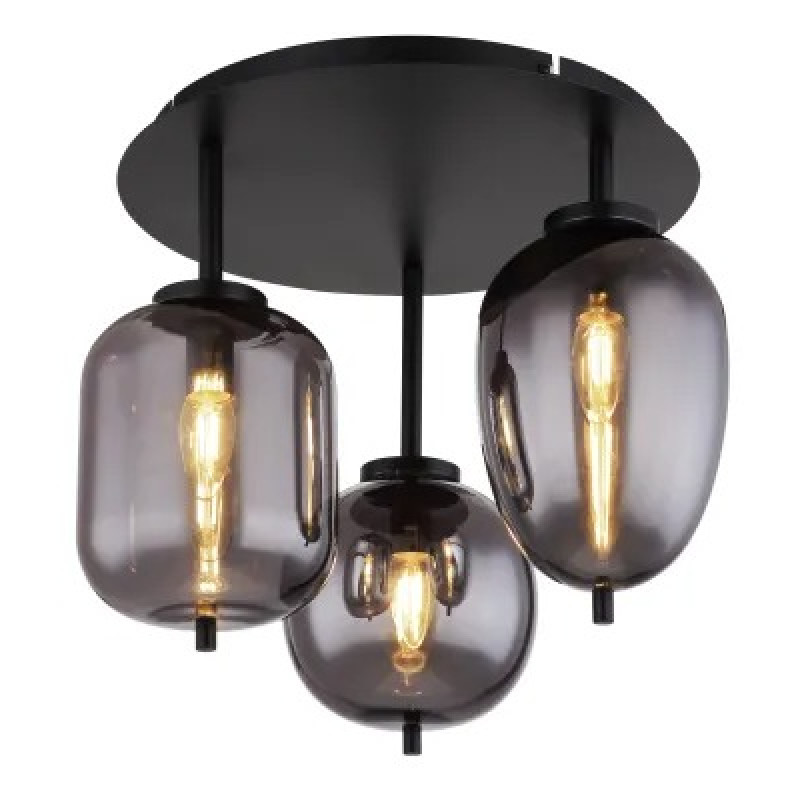 BLACKYceiling light metal black matt, 3x E14