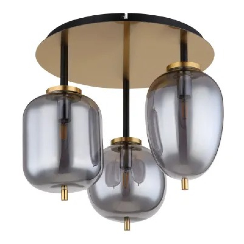 BLACKY Iceiling light metal brass-coloured matt, 3x E14