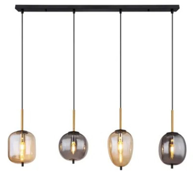 BLACKYpendant lamp metal black matt, 4x E14