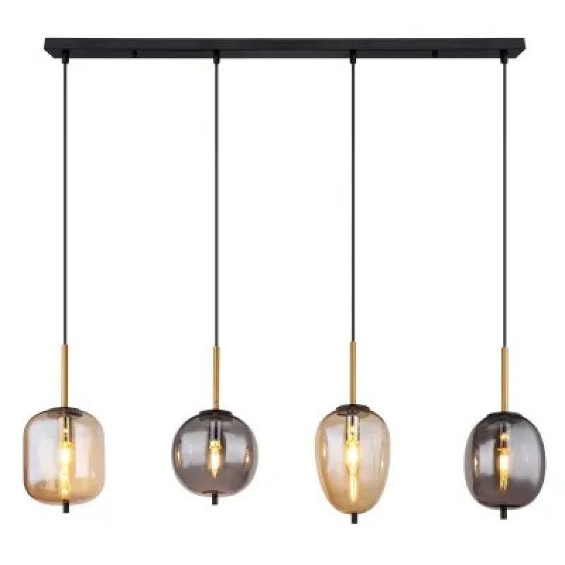 BLACKYpendant lamp metal black matt, 4x E14