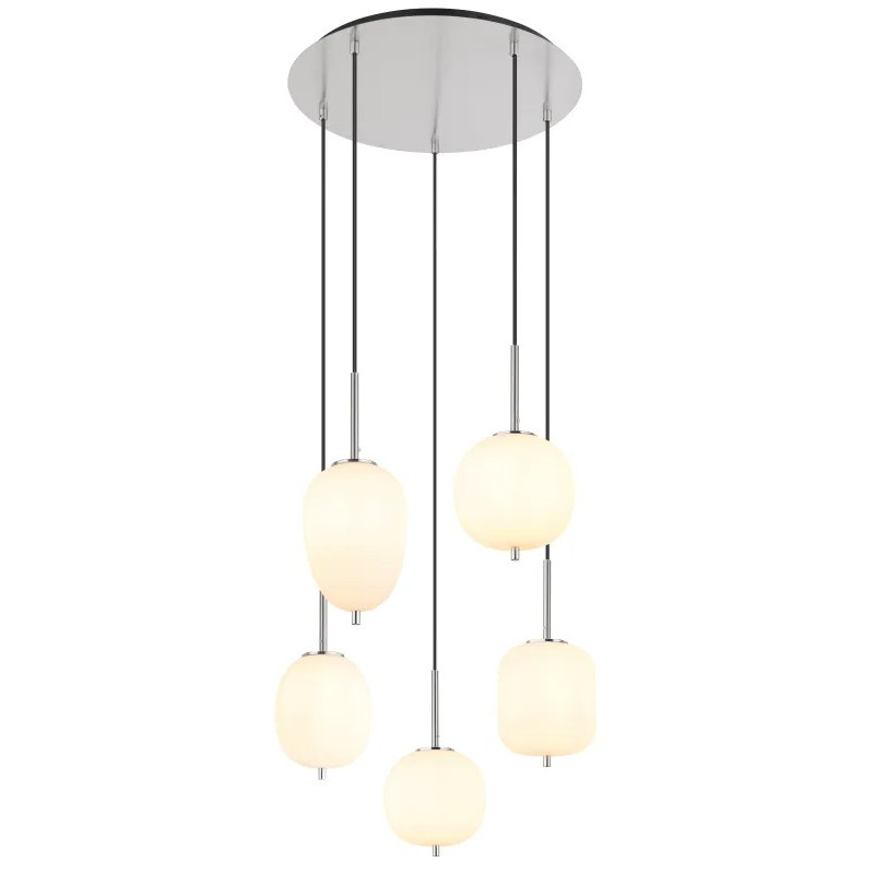 BLACKY Ipendant lamp metal nickel matt, 5x E14
