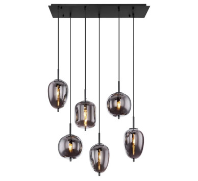 BLACKYpendant lamp metal black, 6x E14
