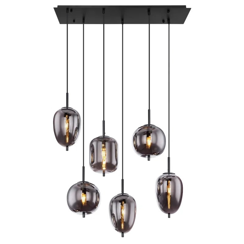BLACKYpendant lamp metal black, 6x E14