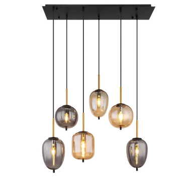 BLACKYpendant lamp metal black matt, 6x E14