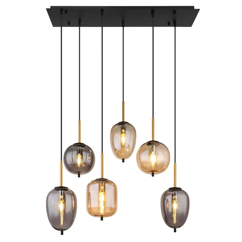 BLACKYpendant lamp metal black matt, 6x E14