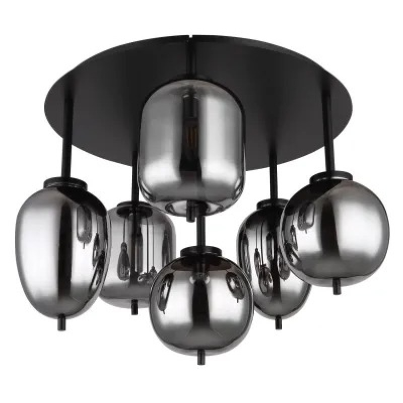 BLACKYceiling light metal black matt, 6x E14