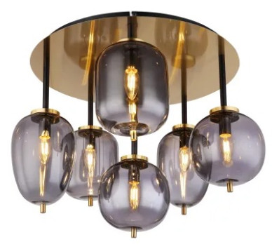 BLACKY Iceiling light metal brass-coloured matt, 6x E14