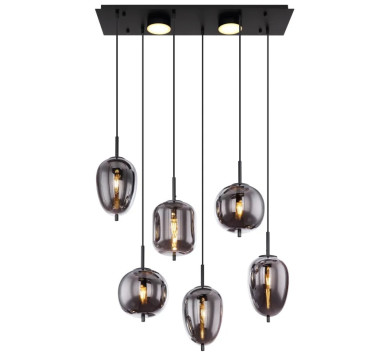 BLACKYpendant lamp metal black matt, 6x E14