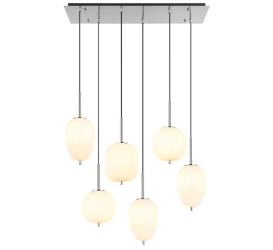 BLACKY Ipendant lamp metal nickel matt, 6x E14