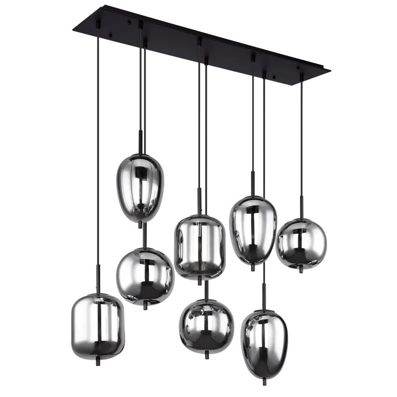 BLACKYpendant lamp metal black, 8x E14