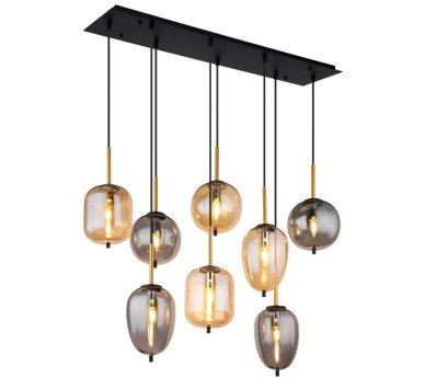 BLACKYpendant lamp metal black matt, 8x E14