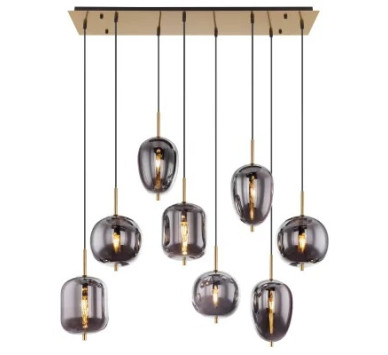 BLACKY Ipendant lamp metal brass-coloured, 8x E14