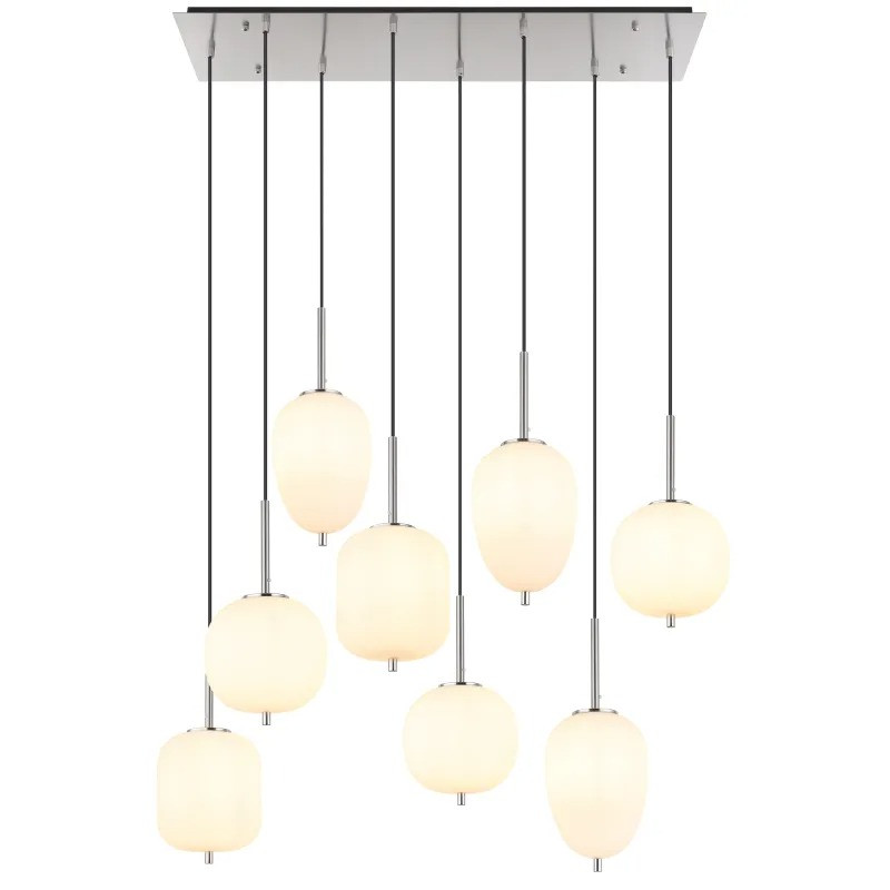 BLACKY Ipendant lamp metal nickel matt, 8x E14