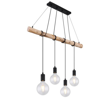AUSTONpendant lamp metal black matt, 4x E27