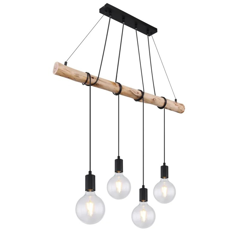 AUSTONpendant lamp metal black matt, 4x E27