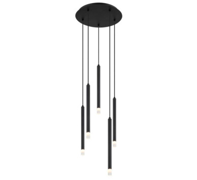 BLAKEpendant lamp metal black matt, 5x G9 LED