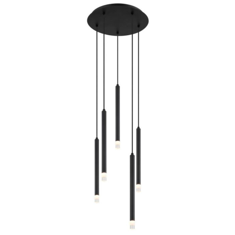 BLAKEpendant lamp metal black matt, 5x G9 LED