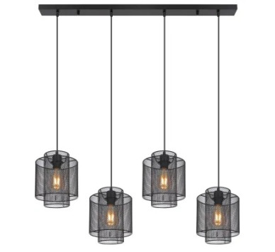 AUGUSTINpendant lamp metal black matt, 4x E27