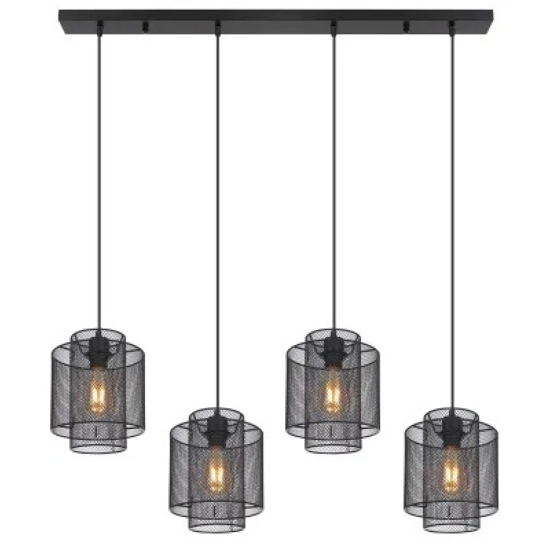 AUGUSTINpendant lamp metal black matt, 4x E27