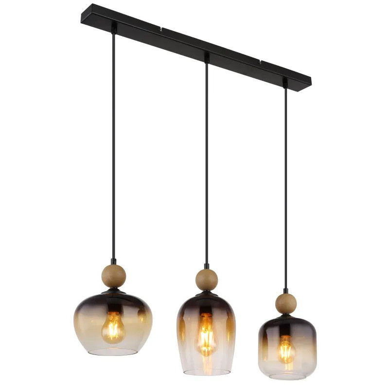 COMMYpendant lamp metal black matt, 3x E27