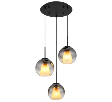 BARRYpendant lamp metal black matt, 3x E27