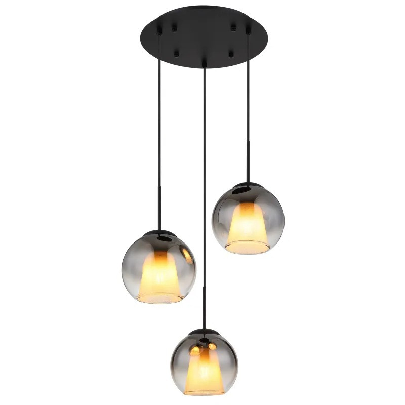 BARRYpendant lamp metal black matt, 3x E27