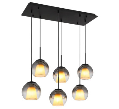 BARRYpendant lamp metal black matt, 6x E27