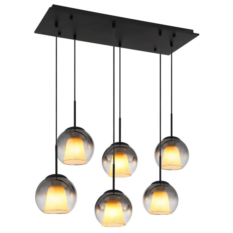 BARRYpendant lamp metal black matt, 6x E27