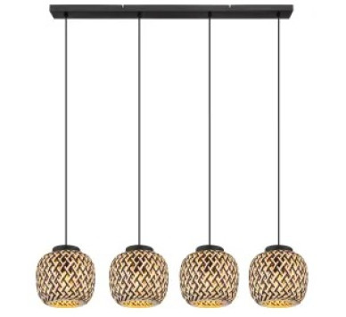 COLLYpendant lamp metal black matt, 4x E27 LED