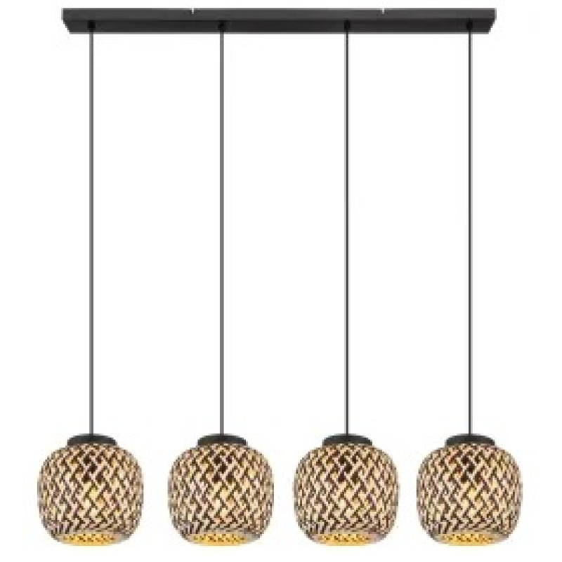 COLLYpendant lamp metal black matt, 4x E27 LED