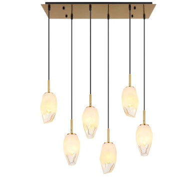 BARCLEYpendant lamp metal brass-coloured, 6x E14