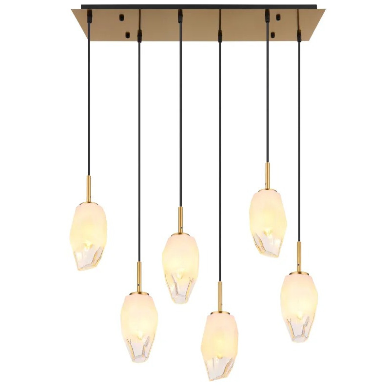 BARCLEYpendant lamp metal brass-coloured, 6x E14
