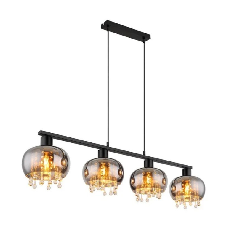 CORRYpendant lamp metal black matt, 4x E27 LED