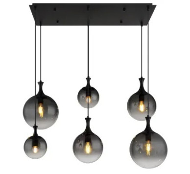 DALTONpendant lamp metal black matt, 6x E27 LED